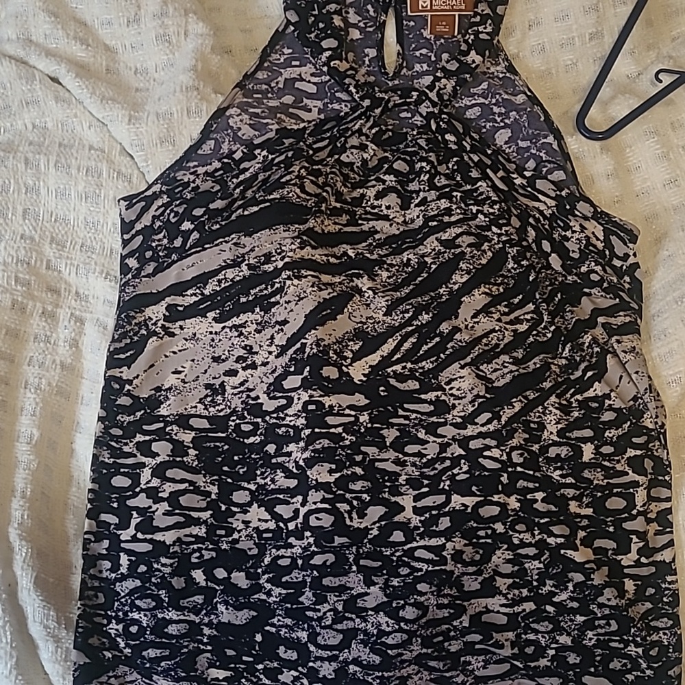 Michael Kors Navy and White Abstract Top